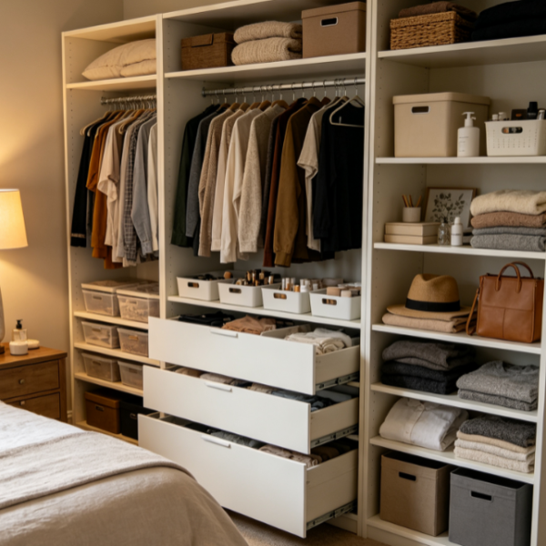 Full Bedroom Living Space Organization